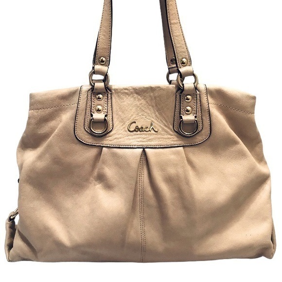 Coach Ashley cream leather carryall tote bag purse